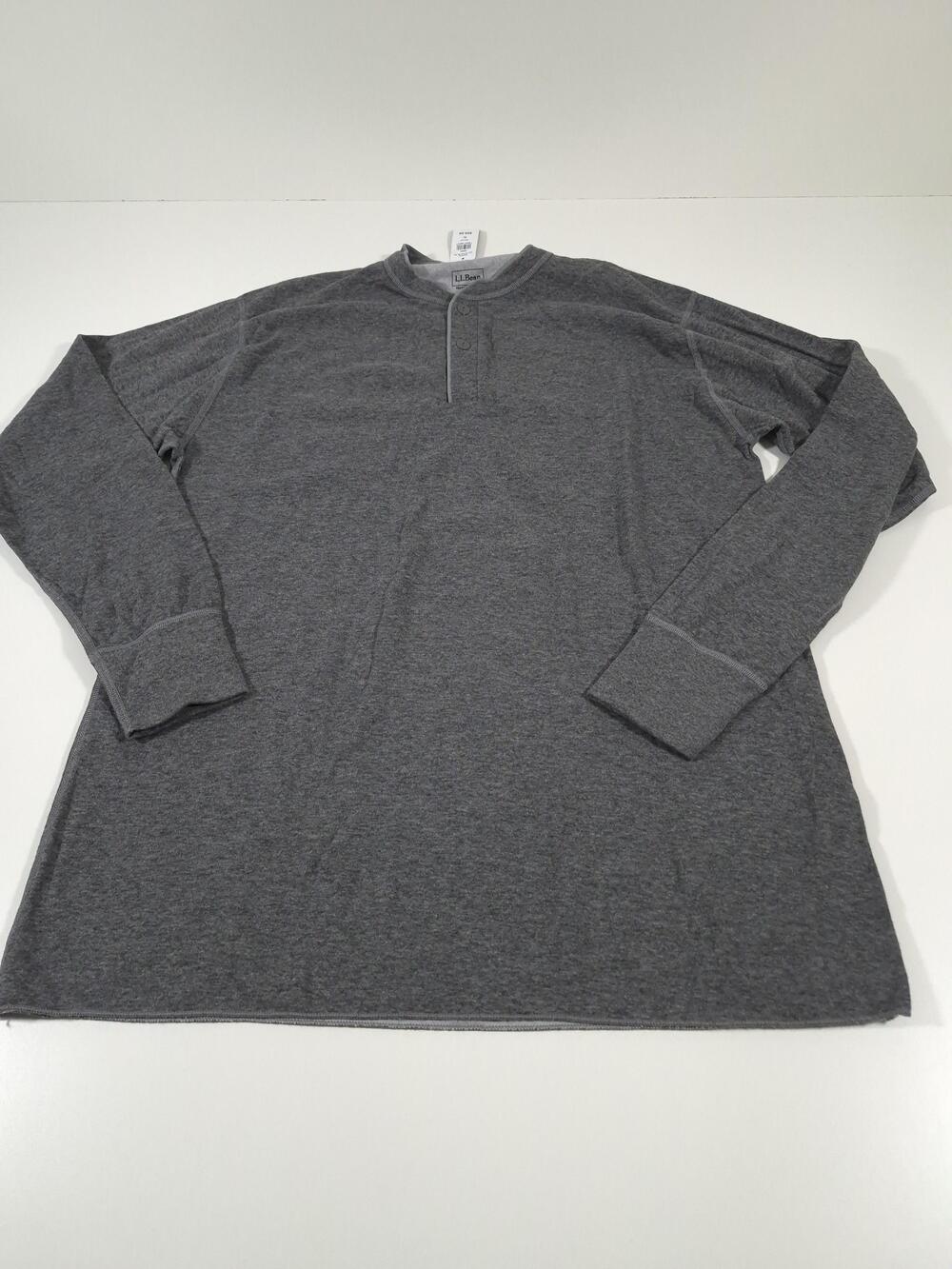 L.L. Bean Men's Two-Layer River Driver's Shirt Traditional Fit Henley Gray XLT